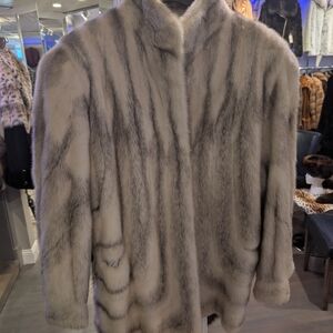 Elegant Gray Fur Coat